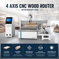 Machine CNC de fraisage rotatif 3D à 4 axes 1325 avec table à vide 4x8 pour le travail du bois, idéale pour la sculpture de pieds de table et de cylindres