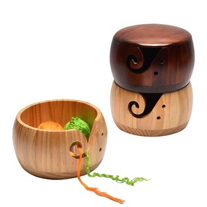 Organisateur de fibres fait main Tailai, bol artisanal en bois naturel, boîte de rangement pour outils de tricot, boîte à pelotes de <span class=keywords><strong>laine</strong></span>, rangement artisanal en bois écologique - Product Image 1