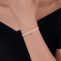 Français Romantique 925 Sterling Silver Plaqué Or Bracelet Femmes Élégant Tempérament Coeur Étoile Perle Bracelet Bijoux