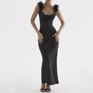 Vestido Largo con Cuello Halter, Cintura Alta, Espalda Descubierta, Sin Mangas, Vestido de Noche Transpirable, Estilo Moderno - Product Image 1