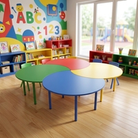 Meubles de classe scolaire, usine certifiée ISO, qualité E1, OEM ODM, table d'étude demi-lune personnalisée pour enfants, pour salle de classe de maternelle