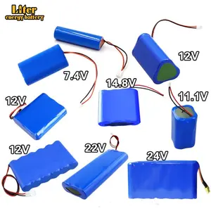 Células de lítio recarregáveis personalizadas, bateria cilíndrica lipo 3.7v 7.4v 12v 11.1v 22v 24v 14500 18650 21650 bateria lipo