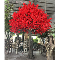 Dekorasi pernikahan pohon bunga Sakura Jepang palsu 4m 8ft 10 ft pohon bunga Sakura buatan sutra warna-warni merah untuk dijual