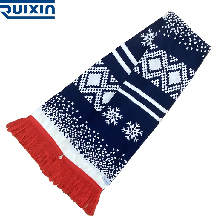 Sciarpa Jacquard Unisex personalizzata tessuta a maglia sportiva da calcio in acrilico per tifosi di calcio