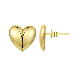 <b>Heart</b> Stud <b>Earrings</b> Gold Plated <b>silver</b> Unisex Classic Jewelry Gift - Product Image 3