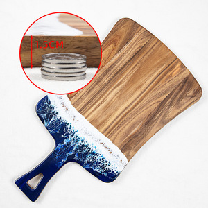 In magazzino nuovo Design tagliere onda oceano resina grande tavola da bistecca con legno di Acacia resina epossidica tagliere - Product Image 4