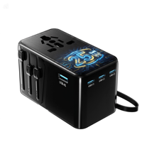 Adaptateur de voyage universel 3 ports Type-C + 1 port USB, adaptateur de voyage USB 20W GaN, charge rapide GaN, prise internationale