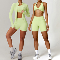 Leggings de yoga et fitness pour femmes, séchage rapide, Spandex/Nylon, taille haute, effet push-up, couleur unie, ensemble de 5 pièces personnalisé pour la gym