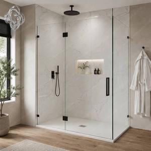 Box Doccia Scorrevole Quadrato Senza Telaio di Lusso con Vetro Temperato Trasparente da 8mm per <span class=keywords><strong>Bagno</strong></span> Moderno di Appartamenti e Hotel - Product Image 5
