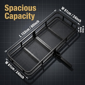 Porte-bagages de toit noir mat pour attelage, panier à bagages en maille robuste pour SUV et camion, sans modification pour le camping en extérieur et les voyages sur route - Product Image 2