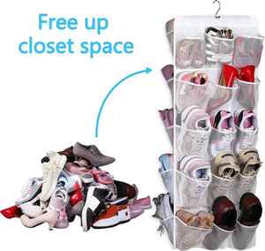 Organizador de Zapatos para Bebé Colgante de Doble Cara con 30 Bolsillos, Bolsa de Almacenamiento Giratoria para Armario, Bolsas de Almacenamiento Comprimidas - Product Image 2