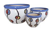 Pots en céramique bleu marine pour l'intérieur, émaillés, avec motif de tournesol, pot rond en poterie pour la décoration de la maison et du jardin, pour utilisation au sol