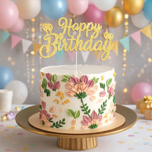 Decorazioni per Torte di Compleanno, Topper Glitterati 'Happy Birthday' per Feste a <span class=keywords><strong>Tema</strong></span> e Anniversari - Product Image 4