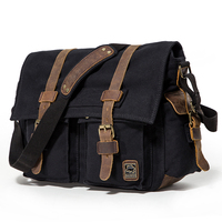 Sac messager classique et élégant pour homme, en toile et cuir, style vintage, avec logo personnalisé