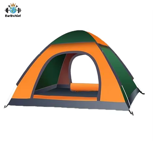 Carpa familiar para 2 personas, impermeable, para exteriores, de apertura rápida automática, con tela de malla gruesa, postes de fibra de vidrio y algodón, para acampar, de Yiwu. - Product Image 1