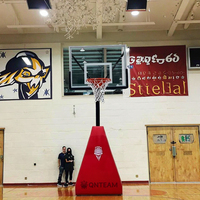Support de basket-ball pour jeunes à hauteur réglable, portable pour l'intérieur et l'extérieur avec gaine en éponge intégrée pour les sports scolaires