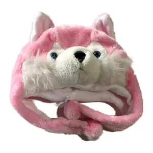 Promozione personalizzata per bambini cartoni animati inverno peluche animale Husky cappelli di lupo Cosplay animali cappelli caldi Unisex adulti all'ingrosso