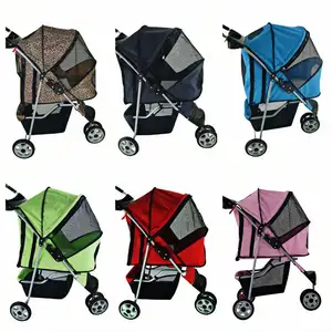 Easy Walk 3 Wheels Foldable Pet Stroller Detachable Convenient Pet Trolley For Small Animals