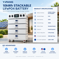 Batterie solaire LiFePO4 10 kWh 51,2 V 212 Ah, empilable et modulaire, pour stockage d'énergie domestique, destinée aux installateurs solaires