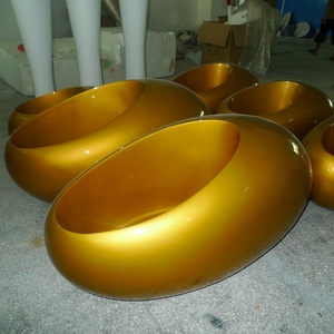 Jardinière Moderne en Fibre de Verre en Forme d'Œuf, Finition Dorée Brillante, Idéale <span class=keywords><strong>pour</strong></span> une Décoration Contemporaine - Product Image 6