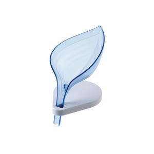 Silicon Soap Holder Kitchen Soap Dispenser and Sponge Holder bar Soap Holder for <b>Shower</b> with Draining <b>Tray</b> Plastic Leaf - Product Image 1