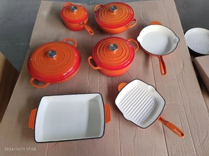 11pcs/7 <strong>Pots</strong> Enamel Cast Iron Cookware <strong>Set</strong> Eleven Pieces Multi-Function Frying Pan and Stew <strong>Pot</strong> for Home Kitchen Use - Product Image 6