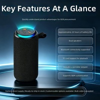 Speaker Portabel Mini BS882 untuk 5.3 Speaker dengan Lampu LED RGB, Nirkabel, Genggam, untuk Luar Ruangan dan Berkemah, Baterai 1000-2000mAh, TWS Pairing