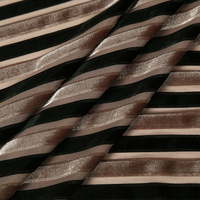 Tissu en velours rayé extensible dans les quatre sens, bicolore, avec Lurex métallique, en polyester et élasthanne, pour robes et abayas
