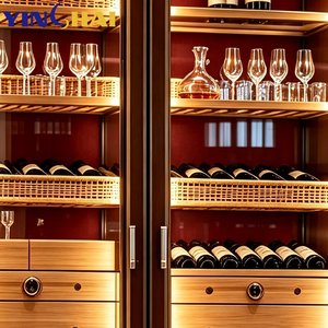 Cantinetta Vino Moderna Personalizzata in Legno Massello e Acciaio Inossidabile con Temperatura Costante e Display LED per Soggiorno di Villa - Product Image 6