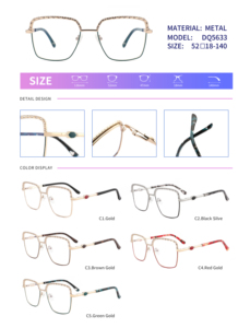 Monture <span class=keywords><strong>de</strong></span> lunettes carrée en métal, style vintage high-tech, modèle tendance 2026, personnalisable avec logo exclusif, style féminin - Product Image 4