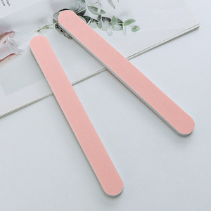 Custom Logo Manicure Tool Double-Sided Thick EVA Nail File Pink Straight Shape Plastic Emery Board Salon Sponge Sandpaper