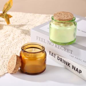 Nuevo Envase de Vidrio Transparente, Ámbar, Rosa y Verde de 4oz/100ml, Resistente al Calor, para Velas, <span class=keywords><strong>con</strong></span> Tapón de Corcho de Madera - Product Image 3