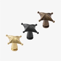 Poignée de meuble en laiton triple étoile polaire, poignée de tiroir décorative en forme d'étoile, quincaillerie de luxe pour tiroirs de commode et boutons