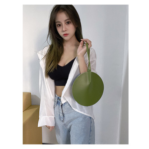 Instagram-worthy round tote <b>bag</b>/coin purse, European and American style <b>evening</b> <b>bag</b> with drawstring closure. - Product Image 5
