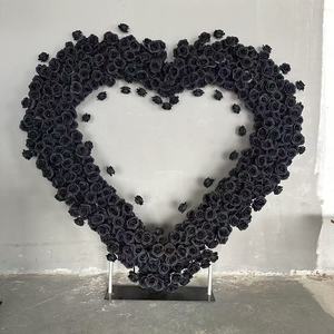 Arco de flores de Corazón Artificial, panel de arco de flores de corazón rojo, telón de fondo hecho a mano, arco de flores de corazón, decoración de seda para boda - Product Image 4
