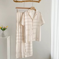 Pakaian Tidur Wanita 2 Potong Lengan Panjang Warna Sesuai Pesanan MOQ Rendah, Bahan Sutra Satin Nyaman, Desain VS Piyama