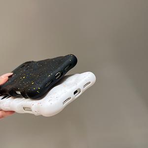 Coque souple 3D élégante effet météorite pour iPhone Air 12 13 14 15 16 17 Pro Max, motif points d'encre colorés, bord ondulé et froissé - Product Image 4