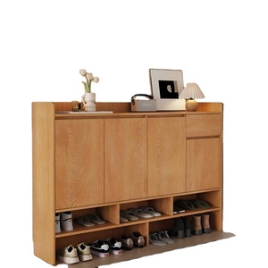 XHA Oak Wood Tone ENF Level Custom Furniture, Hallway Entryway <b>Storage</b> <b>Shoe</b> Cabinet - Product Image 1