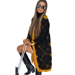 ספרינט נשים סתיו (ספרינט) יוקרתי מעצב הדפס מעיל סוודר שרוול ארוך ארוך ומעיל עם נשים ברדס קרדיגן ארוך - Product Image 3