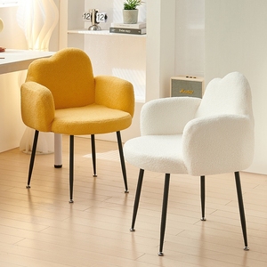 Modern Lounge <strong>Chair</strong> 6 <strong>Chairs</strong> Dining Room Living Room Bedroom Home <strong>Office</strong> Metal Frame <strong>Green</strong> Lambskin Accent with Armrest - Product Image 4