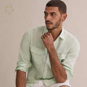 Camicie da <span class=keywords><strong>uomo</strong></span> in <span class=keywords><strong>lino</strong></span> biologico Camicie a doppia tasca per gli uomini sostenibili, vestibilità regolare, <span class=keywords><strong>camicia</strong></span> di <span class=keywords><strong>lino</strong></span> Melange Eco Friendly - Product Image 5