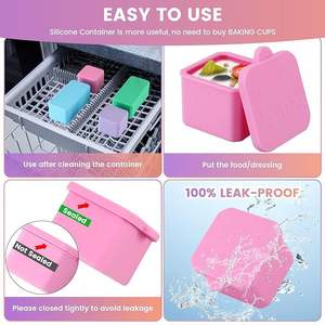 Boîte à sauce salade en silicone anti-fuite avec couvercle, réutilisable, pour portionner, et moule à gâteau - Product Image 3