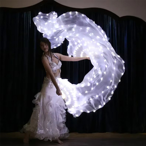 Ventagli in Seta <span class=keywords><strong>LED</strong></span> Lunghi, Ventaglio per Danza del Ventre, Ventaglio Luminoso <span class=keywords><strong>LED</strong></span> per Donne e Ragazze, Accessori per Feste in Discoteca, Carnevale e Spettacoli - Product Image 1