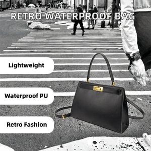 Black PU Leather Shoulder Bag Retro Frame Handbag Zipper <b>Crossbody</b> <b>Purse</b> for Daily Use - Product Image 2