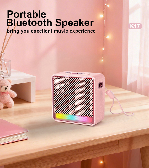 Mini 5W Wireless Bluetooth Speaker Colorful LED Light Portable Speaker FM Radio USB TF 1200mAh Built-in Battery for Travel