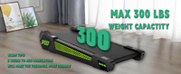 Tapis de marche compact et portable sous le bureau, capacité 300 lbs, tapis de course électrique avec écran LED, machine de fitness peu encombrante, petit équipement de gym à domicile