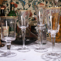 Vente flash : Collection de verres à vin à double bordure dorée personnalisés avec logo, en cristal soufflé à la bouche, élégants pour le champagne, ensemble de gobelets