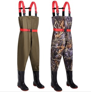 Cuissardes de pêche imperméables respirantes en nylon PVC avec bottes intégrées pour hommes et femmes – Imperméables pour la pêche - Product Image 4