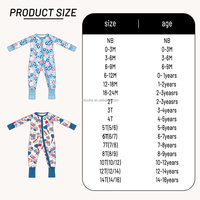 Vente en gros 4 juillet Vêtements de nuit en bambou pour bébé Combinaison à pieds pour nouveau-né à quantité minimale de commande basse Pyjamas pour enfants à fermeture éclair réversible
