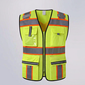 Chaleco Reflectante para Motocicleta con Luces LED Intermitentes, Impermeable, Verde y Negro, de Seguridad, Multicolor, Económico, de Poliéster, ANSI Clase 2 - Product Image 1